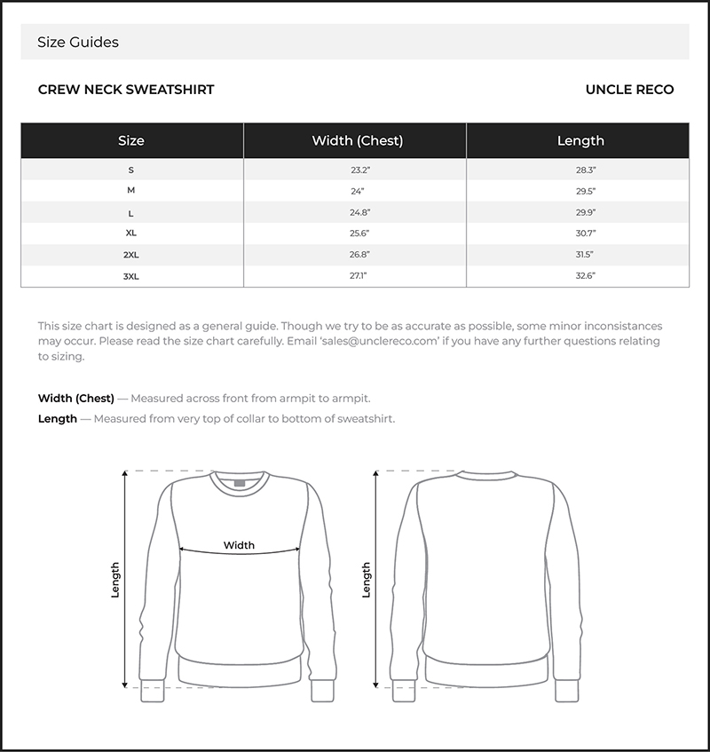 Size Chart Inch